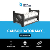 Shelf Reliance Cansolidator Max 60-can rotating food storage organizer